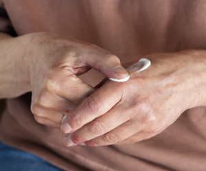 Putting on topical relief cream